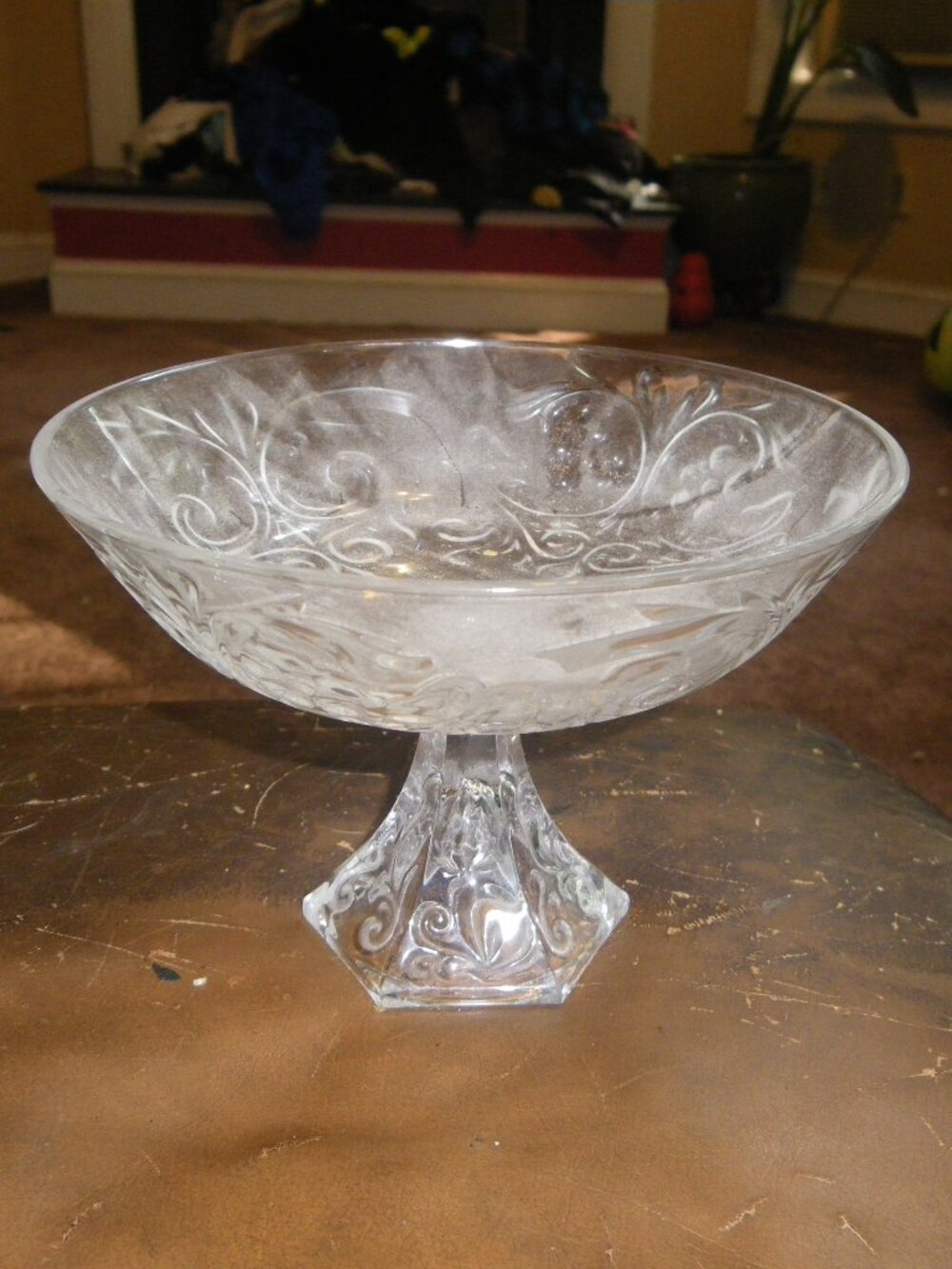 Vintage Glass Pedestal Bowl Dish Classic Home Decor